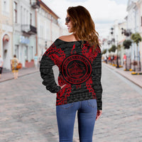 Palau Polynesian Shoulder Sweater Map Red - Polynesian Pride