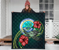 Federated States of Micronesia Premium Quilt - Green Turtle Hibiscus - Polynesian Pride