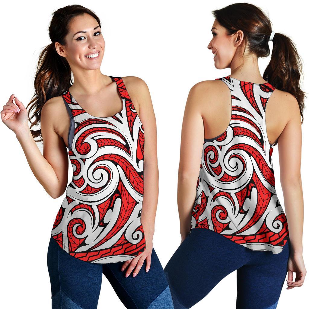 Polynesian Maori Ethnic Ornament Red Women's Racerback Tank Top - Polynesian Pride