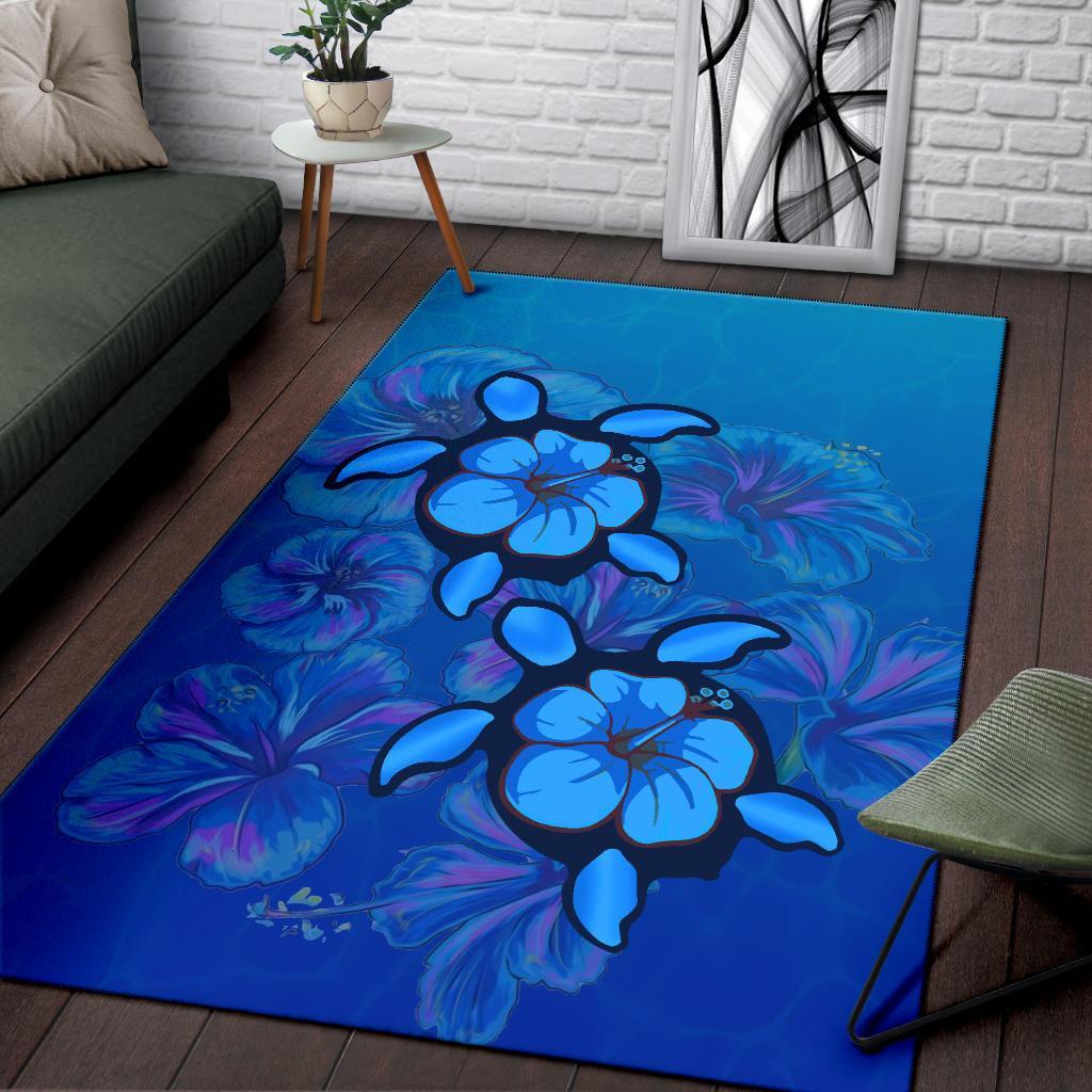 Turtle Hibiscus Ocean Area Rug AH - Polynesian Pride