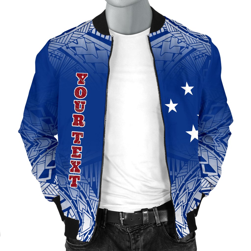 Samoa Custom Personalised Men's Bomber Jacket - Polynesian Fog Blue - Polynesian Pride