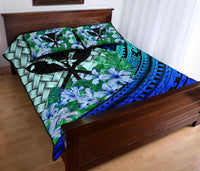 Kanaka Maoli (Hawaiian) - Quilt Bed Set Lauhala Polynesian Hibiscus Blue - Polynesian Pride