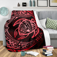 Hawaiian Turtle Polynesian Red Premium Blanket - Polynesian Pride