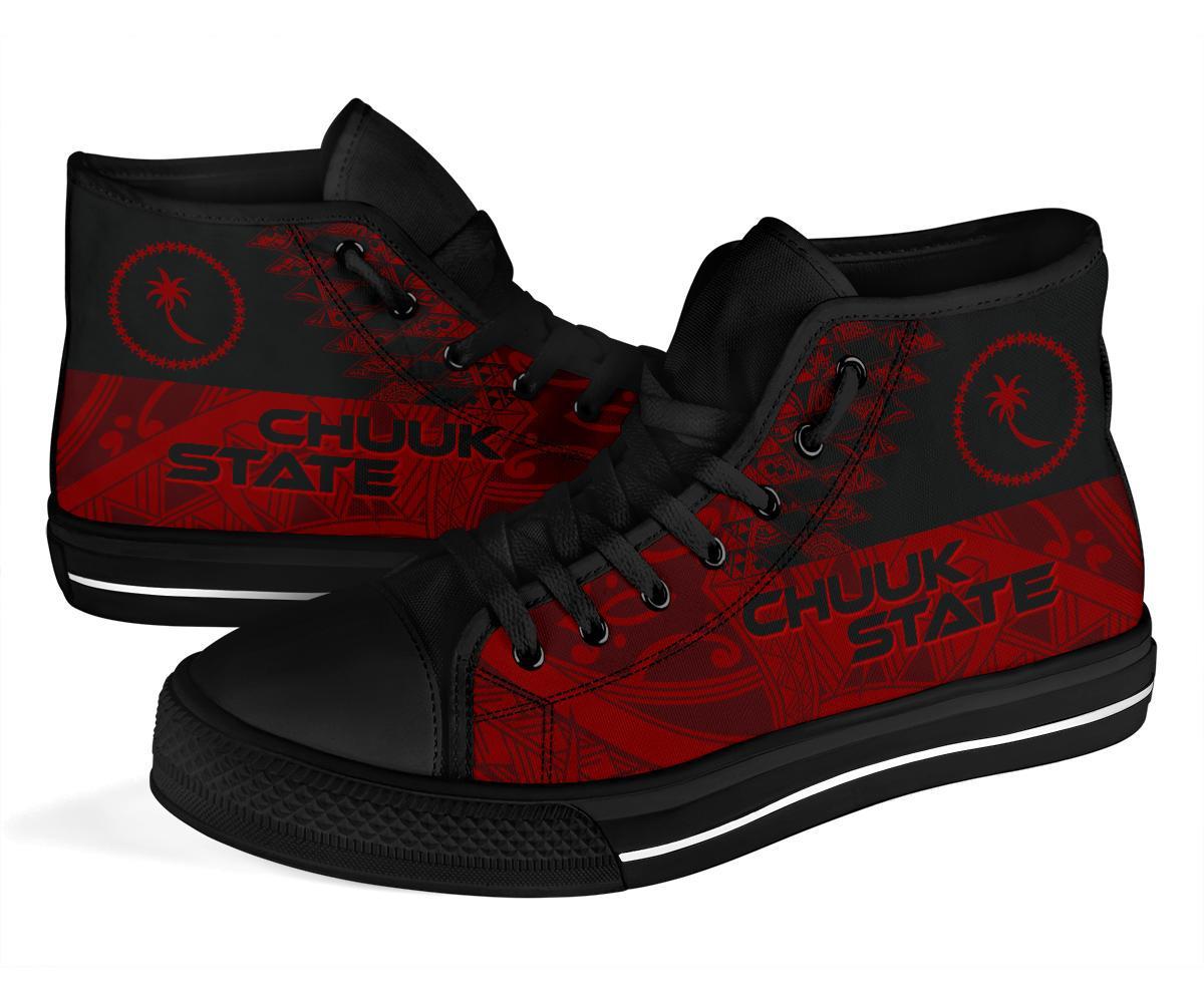 Chuuk State High Top Shoes - Red Color Symmetry Style - Polynesian Pride