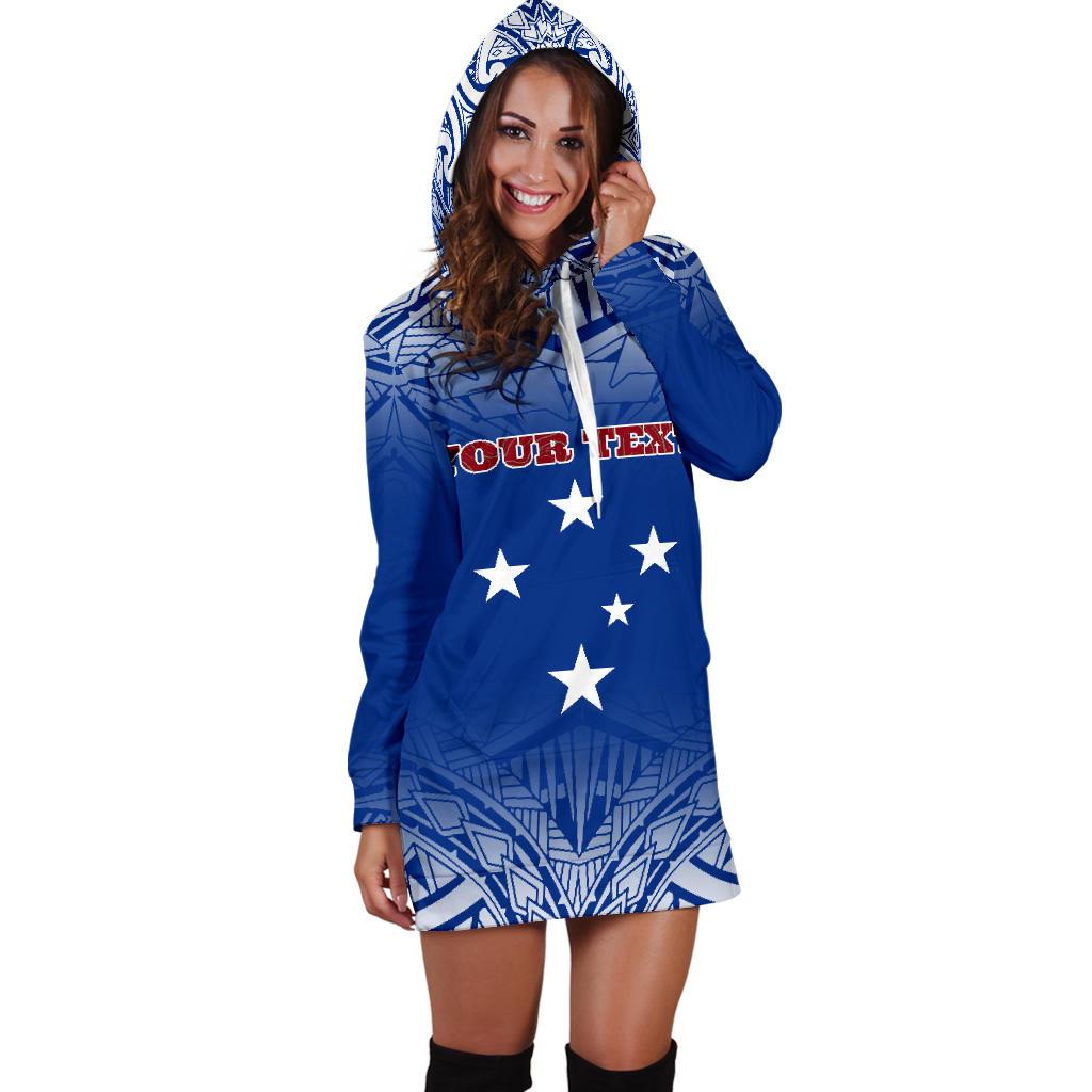 Samoa Custom Personalised Women's Hoodie Dress - Polynesian Fog Blue - Polynesian Pride