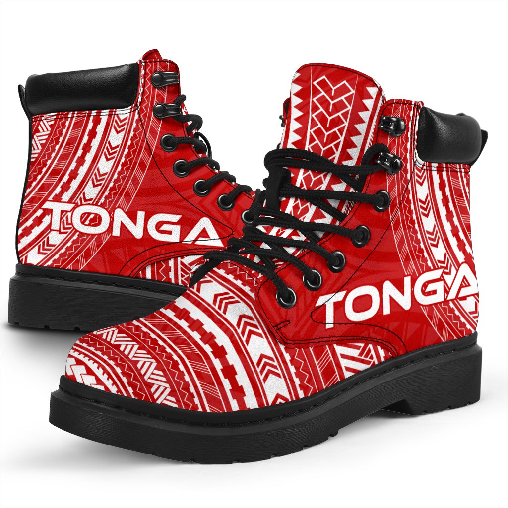 Tonga Leather Boots - Polynesian Flag Chief Version - Polynesian Pride