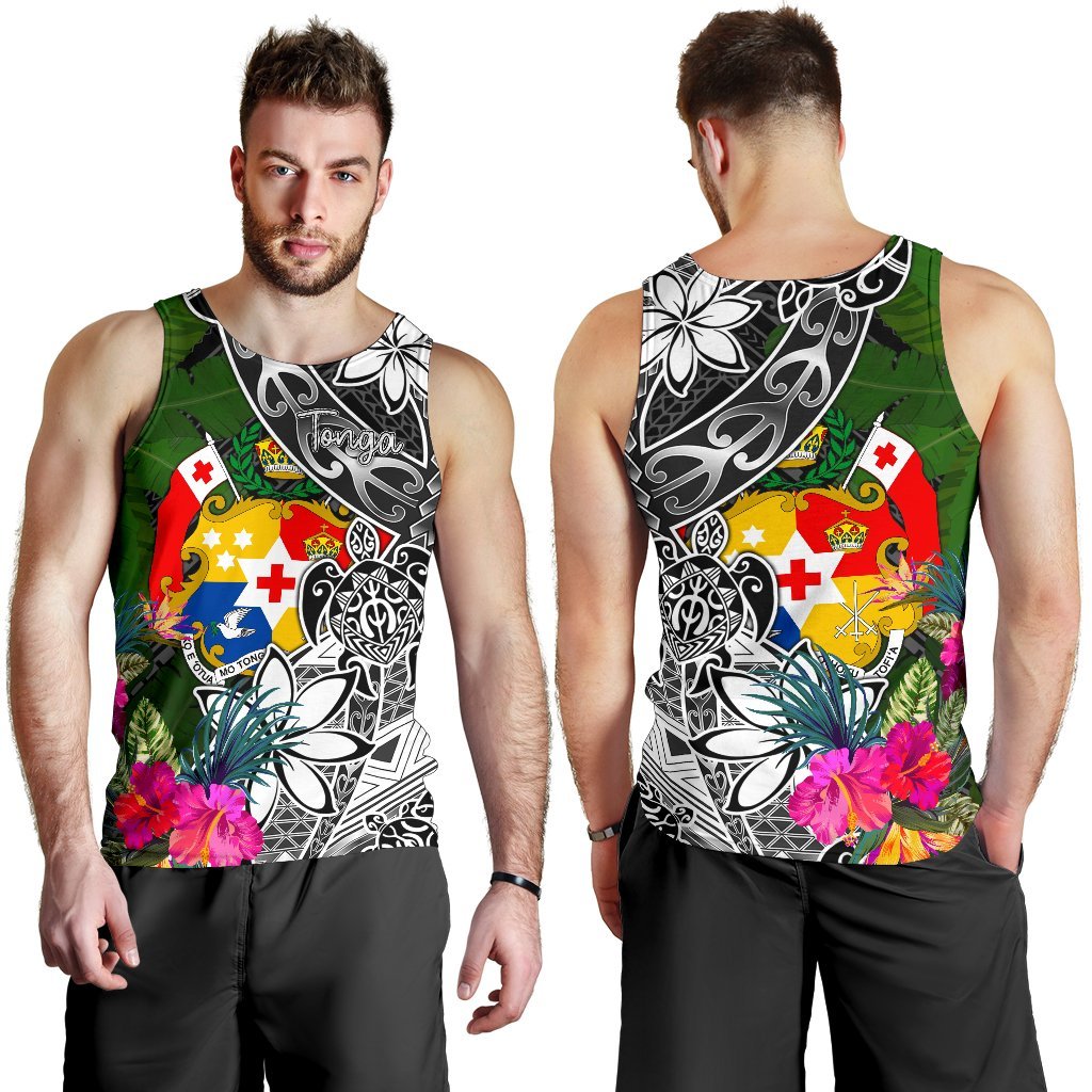 Tonga Men Tank Top - Turtle Plumeria Banana Leaf - Polynesian Pride