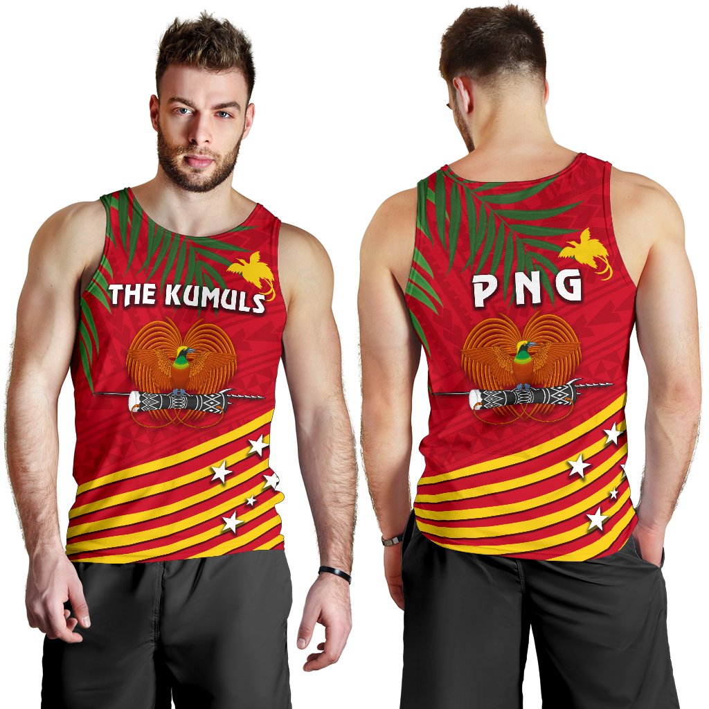 Papua New Guinea Rugby Men Tank Top Coconut Leaves - The Kumuls - Polynesian Pride