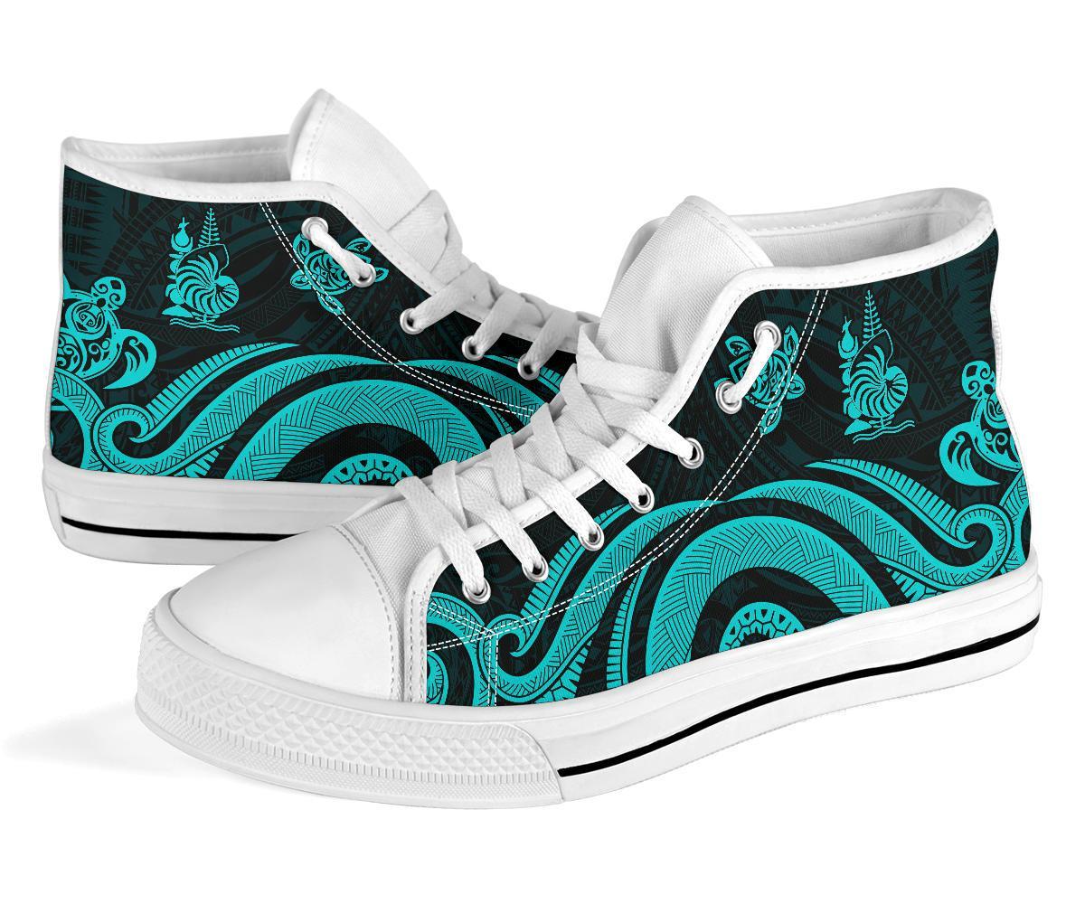 New Caledonia High Top Canvas Shoes - Turquoise Tentacle Turtle - Polynesian Pride