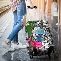 Federated States of Micronesia Luggage Covers White - Turtle Plumeria Banana Leaf - Polynesian Pride
