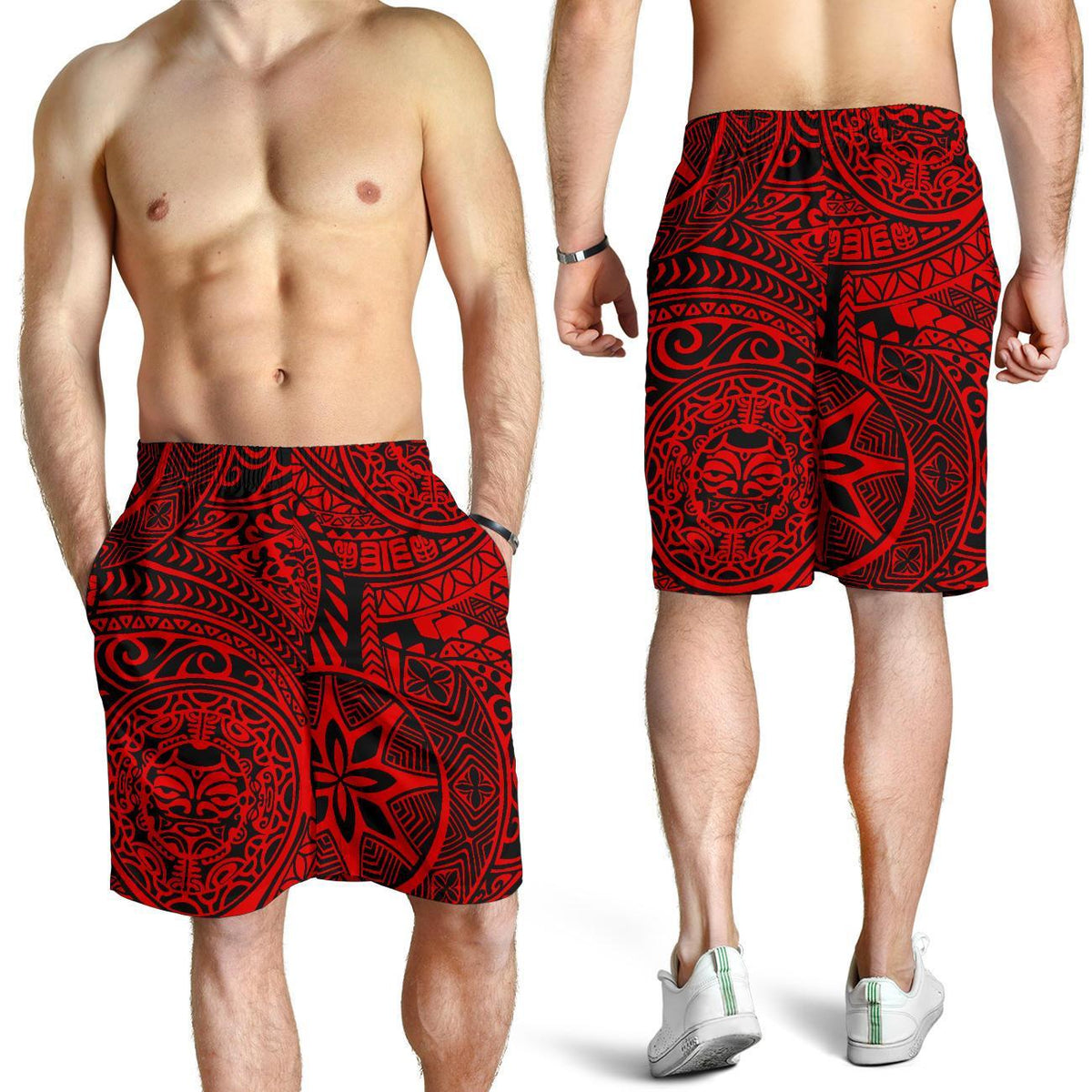 Polynesian Hawaiian Style Tribal Tattoo Red Men's Short - Polynesian Pride