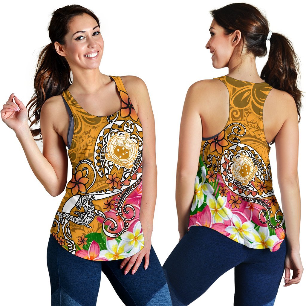 Samoa Women's Racerback Tank - Turtle Plumeria (Gold) - Polynesian Pride