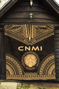 Northern Mariana Islands Premium Quilt - CNMI Seal Polynesian Chief Gold Version - Polynesian Pride