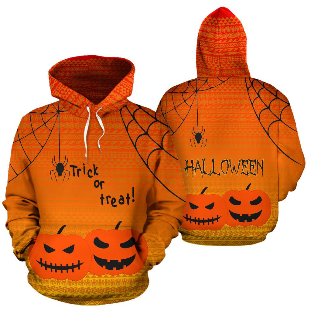 Halloween All Over Hoodie Trick Or Treat Unisex Orange - Polynesian Pride
