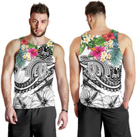 Tahiti Polynesian Men's Tank Top - Summer Plumeria (White) - Polynesian Pride