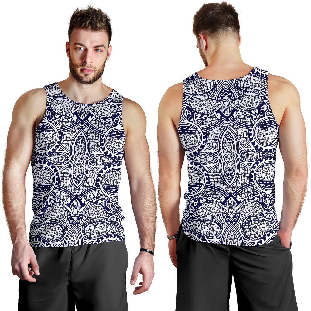 Polynesian Men's Tank Top Blue And White White - Polynesian Pride