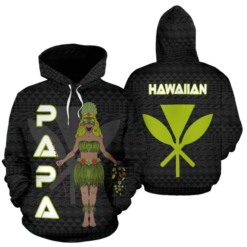 Polynesian Hawaii Hoodie Papa Hawaiian God of the Myths nd Legends Unisex Black - Polynesian Pride