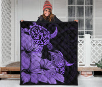 Hawaii Turtle Premium Quilt Polynesian Hibiscus Art Violet AH - Polynesian Pride