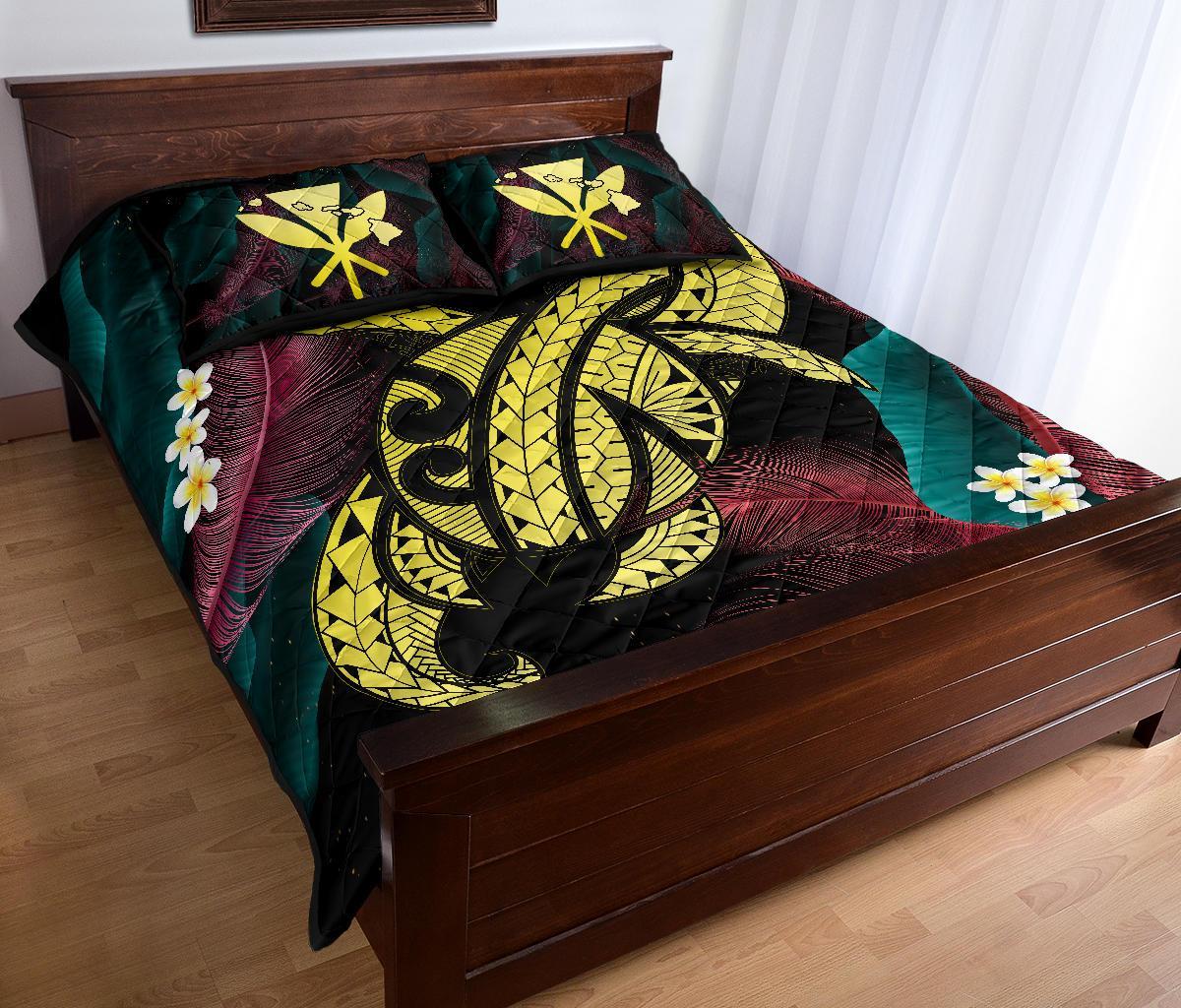 Hawaii Turtle Polynesian Tropical Quilt Bed Set - Ghia Style Yellow - Polynesian Pride
