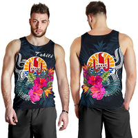 Tahiti Polynesian Men's Tank Top - Tropical Flower Blue - Polynesian Pride
