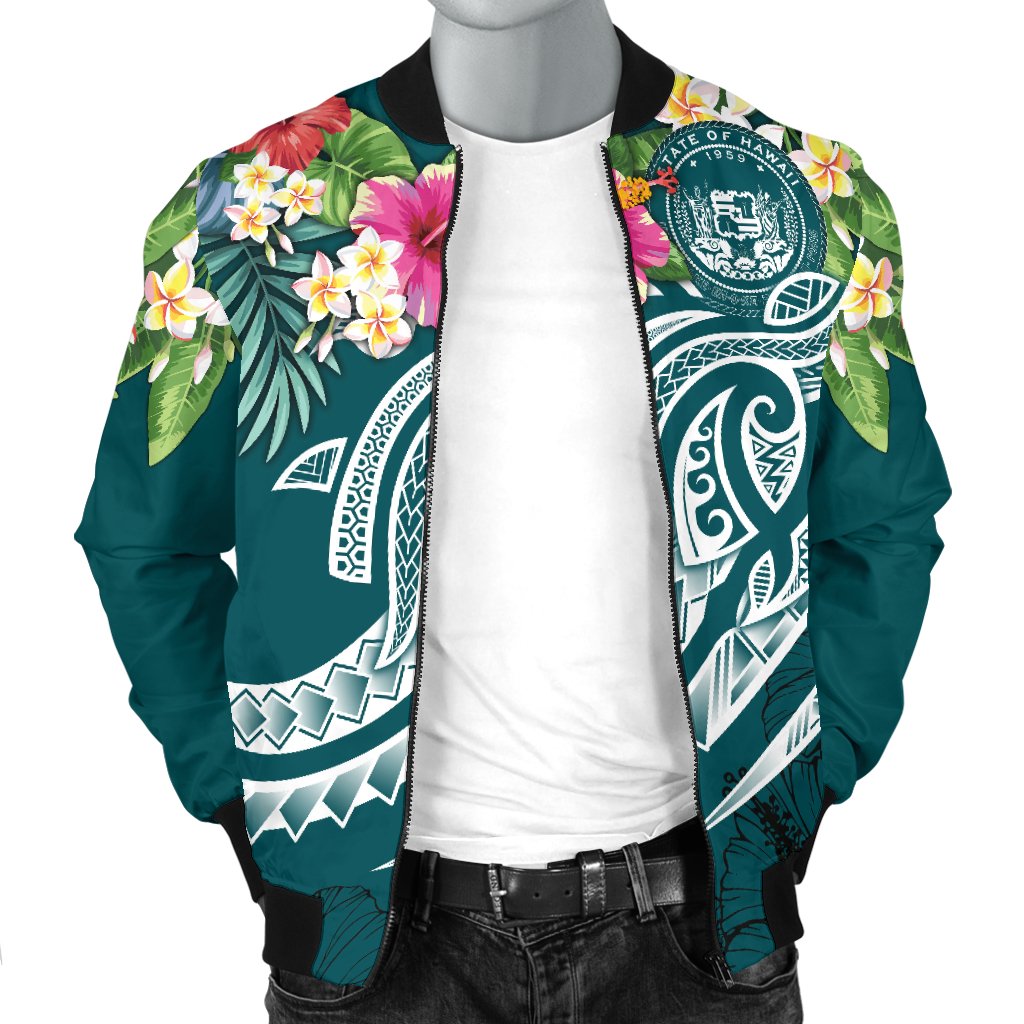 Polynesian Hawaii Men's Bomber Jacket - Summer Plumeria - Polynesian Pride