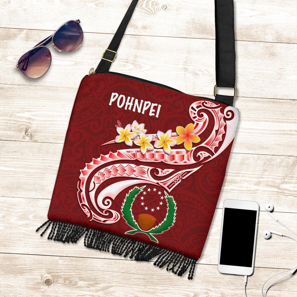 Pohnpei Crossbody Boho Handbag - Pohnpei Seal Polynesian Patterns Plumeria One Style One Size Red - Polynesian Pride