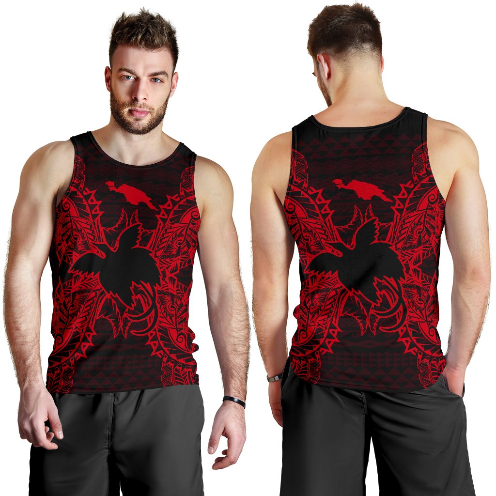 Papua New Guinea Polynesian Men Tank Top Map Red - Polynesian Pride