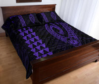 Hawaii Kakau Makau Fish Hook Polynesian Quilt Bed Set - Purple - Polynesian Pride