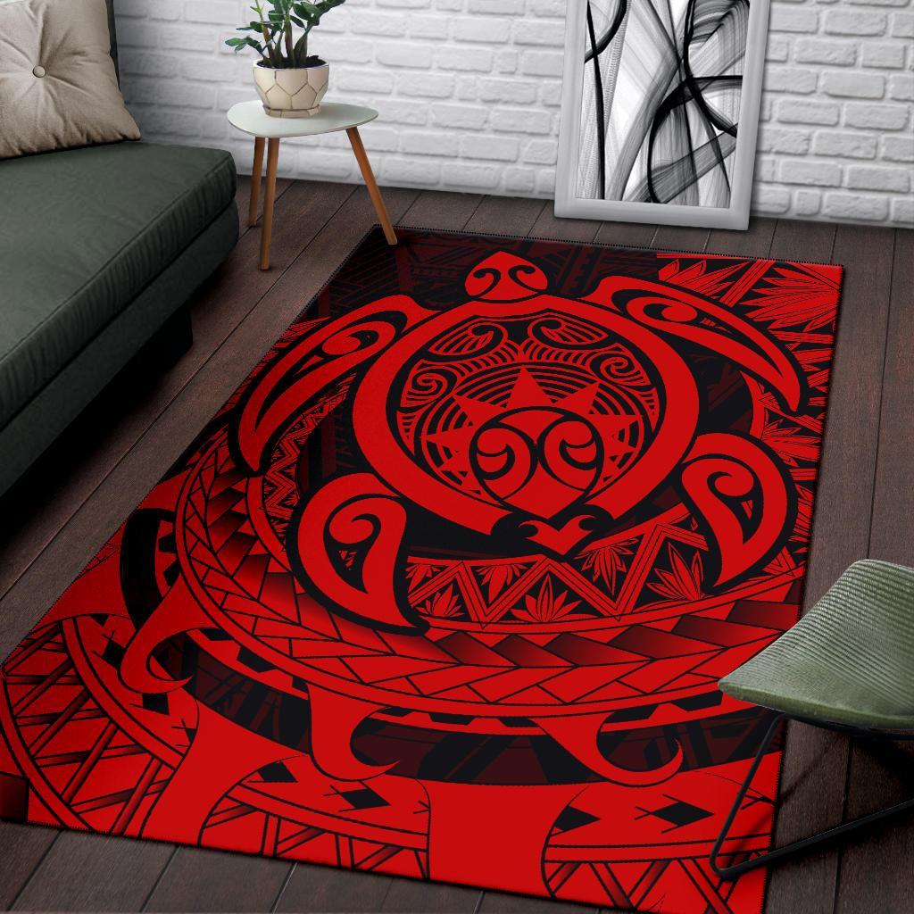 Hawaii Polynesian Turtle Rug - Red - Polynesian Pride