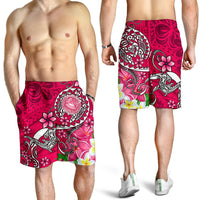 American Samoa Polynesian Men's Shorts - Turtle Plumeria (Pink) - Polynesian Pride
