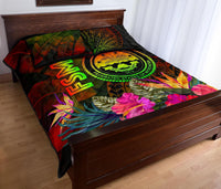 Federated States of Micronesia Polynesian Quilt Bed Set - Hibiscus and Banana Leaves - Polynesian Pride
