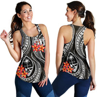 Guam Polynesian Women Racerback Tank - Black Plumeria - Polynesian Pride