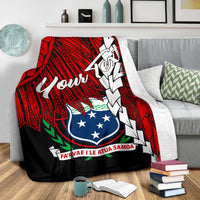Samoa Polynesian Custom Personalised Premium Blanket - Tribal Wave Tattoo Flag Tattoo - Polynesian Pride