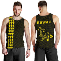 Hawaii Kakau Polynesian Hammerhead Shark Map Men's Tank Top - Yellow Yellow - Polynesian Pride