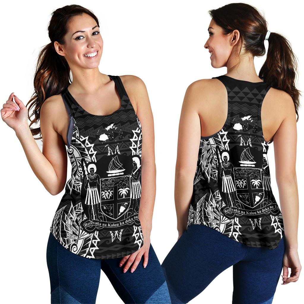 Fiji Polynesian Women Tank Top Map Black - Polynesian Pride