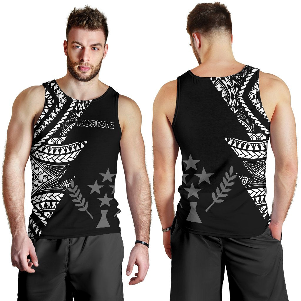 Kosrae Men's Tank Top - Micronesian Pattern Flash Black - Polynesian Pride