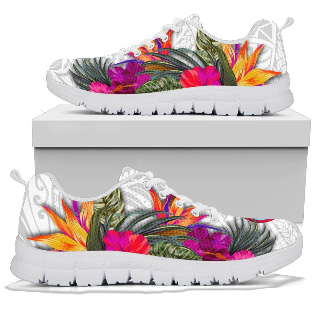 Guam Sneakers Polynesian Hibiscus White Pattern - Polynesian Pride