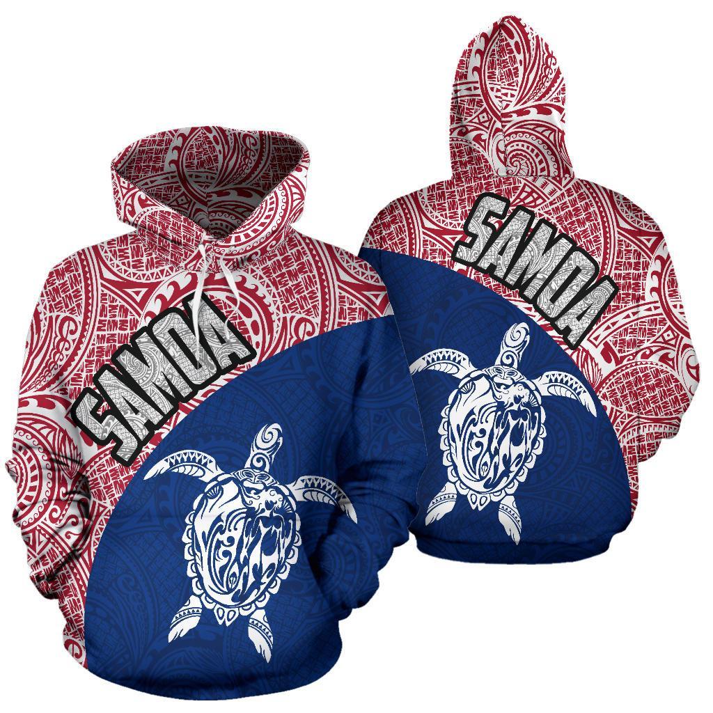 Samoa Hoodie Samoa Turtle Mermaid Polynesian Tattoo White Blue 02 Unisex Black - Polynesian Pride
