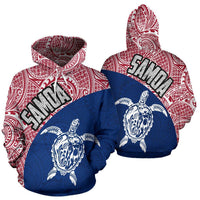 Samoa Hoodie Samoa Turtle Mermaid Polynesian Tattoo White Blue 02 Unisex Black - Polynesian Pride