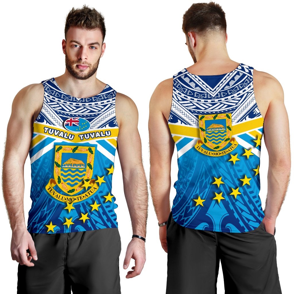 Tuvalu Rugby Men Tank Top Polynesian Flag - Polynesian Pride