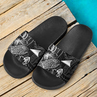 Tokelau Sandals - Turtle Hibiscus Pattern Black - Polynesian Pride