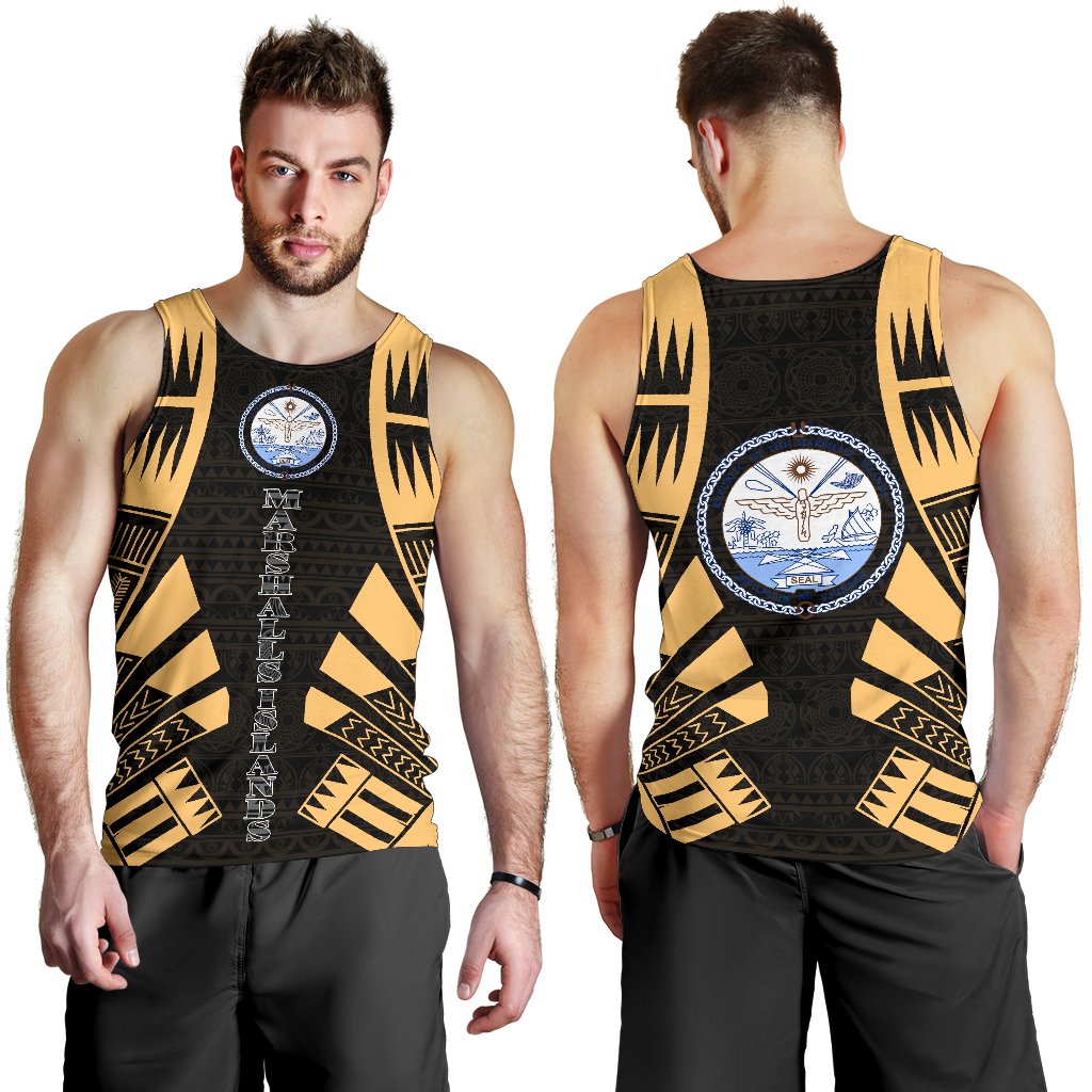Marshall Islands Men Tank Top - Polynesian Tattoo Gold - Polynesian Pride