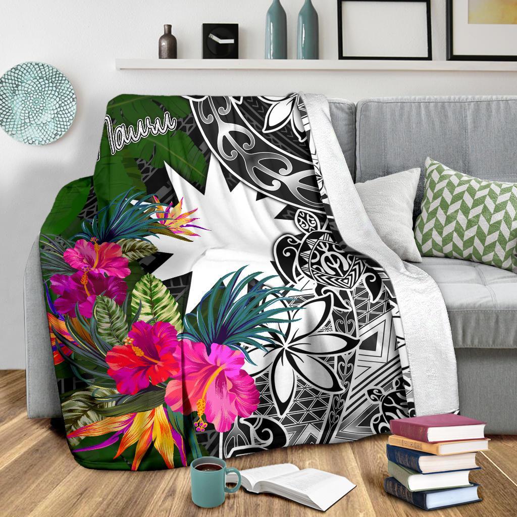 Nauru Premium Blanket - Turtle Plumeria Banana Leaf - Polynesian Pride