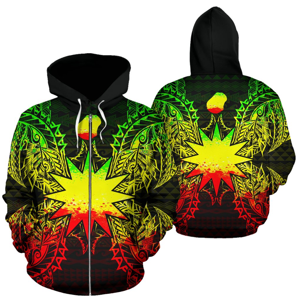 Nauru Polynesian All Over Zip up Hoodie Map Reggae Unisex Reggae - Polynesian Pride
