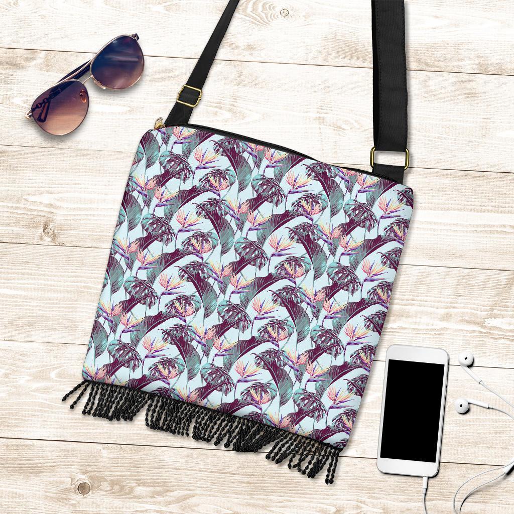 Hawaii Tropical Monstera Leaf Crossbody Boho Handbag - Polynesian Pride