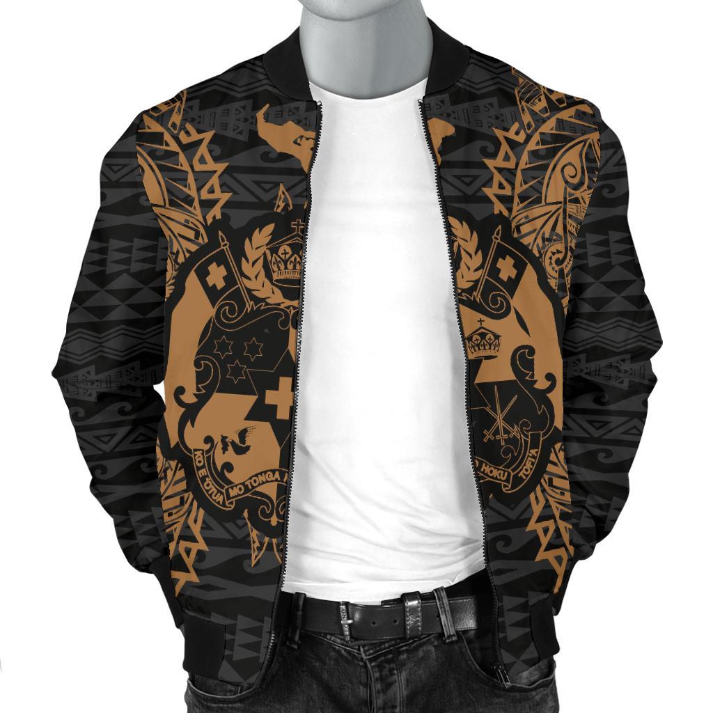 Tonga Polynesian Men's Bomber Jacket Map Gold - Polynesian Pride