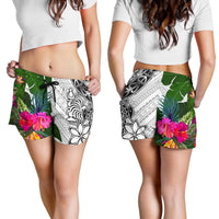 New Caledonia Women's Short White - Turtle Plumeria Banana Leaf Crest - Polynesian Pride
