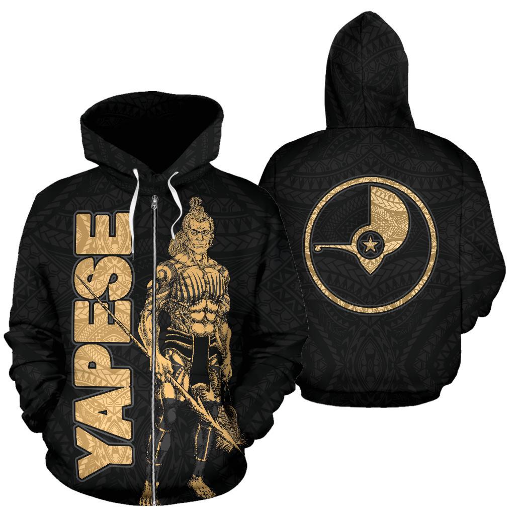 Yap Zip up Hoodie Micronesia Yapese Warrior Gold Unisex Gold - Polynesian Pride