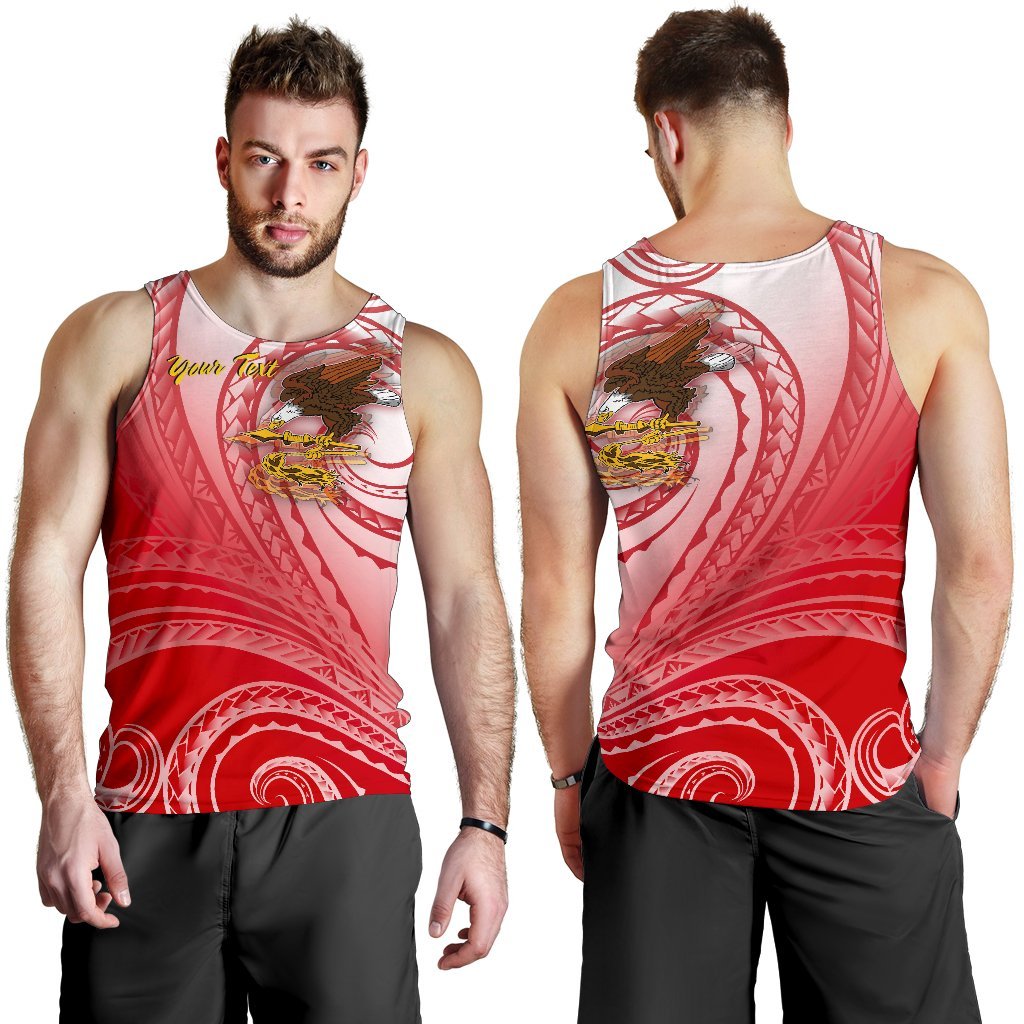 American Samoa Polynesian Custom Personalised Personalized Mne's Tank Top - Bald Eagle (Red) - Polynesian Pride