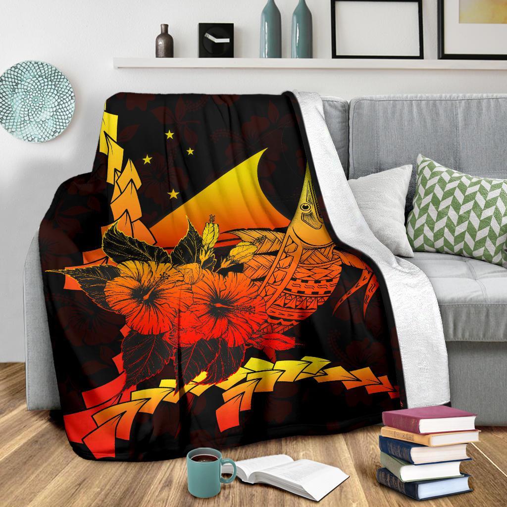 Tokelau Polynesian Premium Blanket - Swordfish With Hibiscus - Polynesian Pride